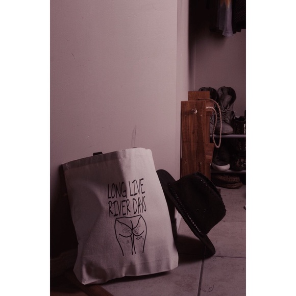 canvas tote “river days” with black handles new - Picture 1 of 4